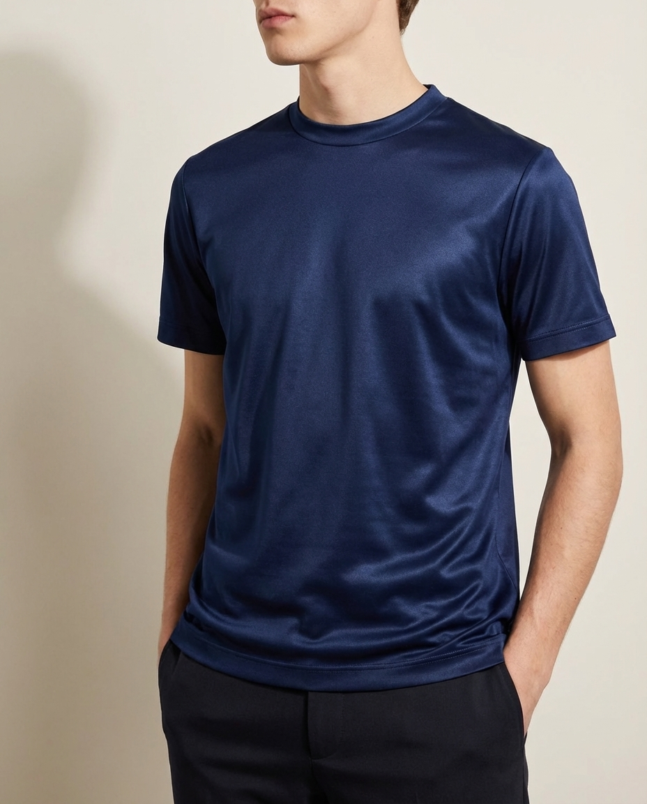 Glansig t-shirt med rund hals